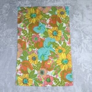 70's Pillow Case Vintage Floral Fabric Colorful Mid Century Boho